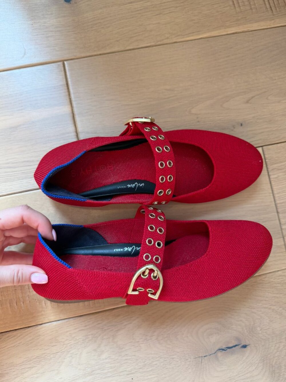 Rothy's Mary Jane Ballet Flat with Buckle Cherry Red